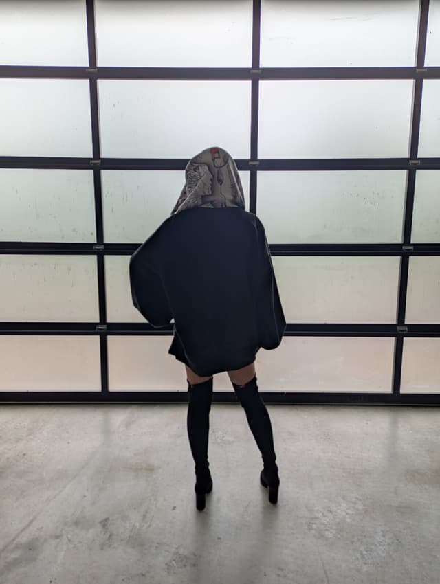 Oversized Bishop Sleeve Black Hoodie