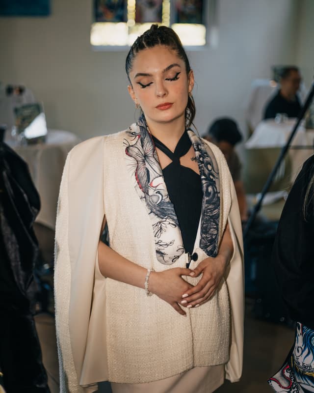 White Tweed Saddle Cape