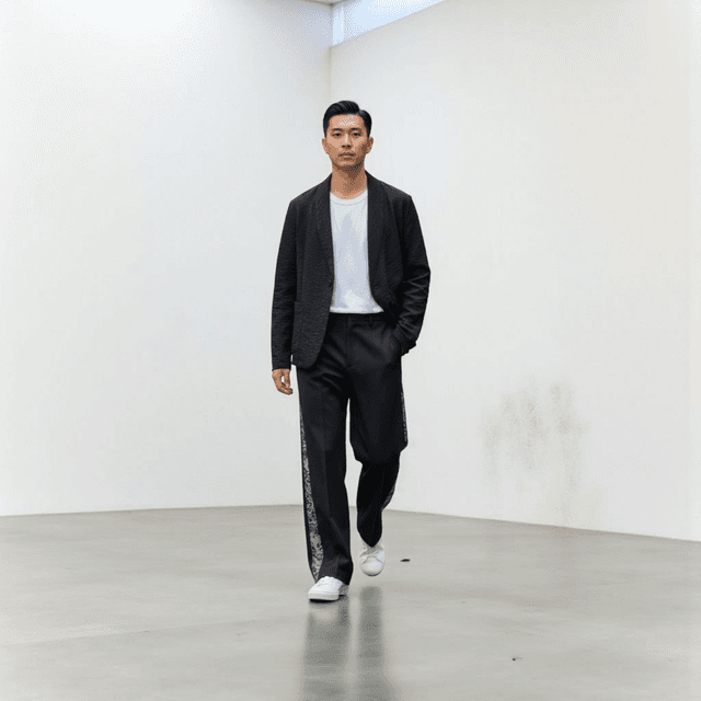 Black Jeans with Art on Sides for Men