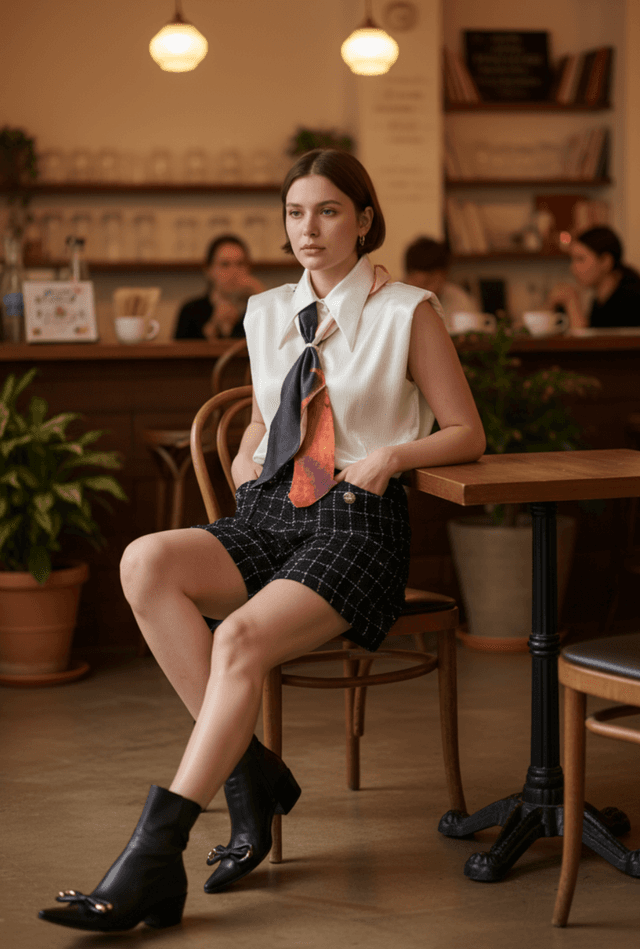 Tweed Shorts with Pockets