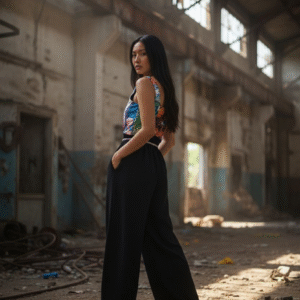 Jumpsuit (Black Jean) with Art - Sparkle Draw String