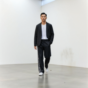 Black Jeans with Art on Sides for Men