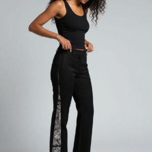 Black Jeans with Art on Sides for Women